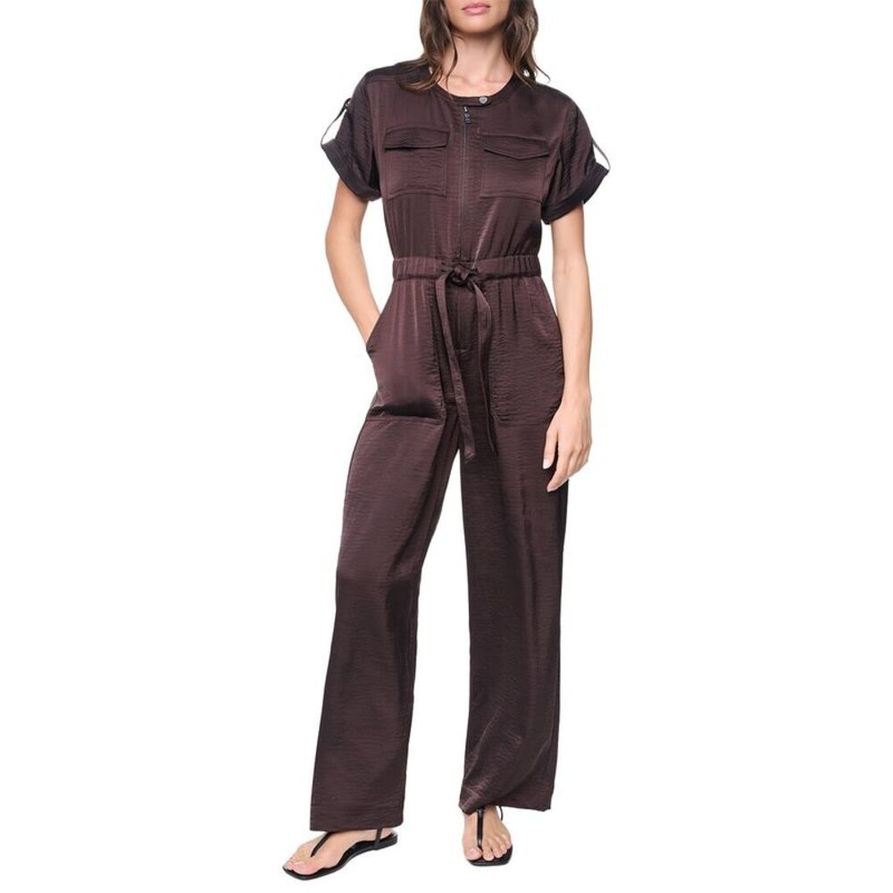 Dkny Womens  Roll Tab Contrast Jumpsuit, Brown